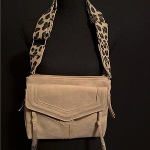 Icing Beige Crossbody Bag with Leopard Print Strap